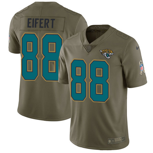 Men Nike Jacksonville Jaguars #88 Tyler Eifert Olive  Stitched NFL Limited 2017 Salute To Service Jersey